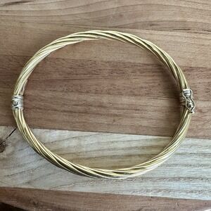 Vintage Super Joyas 18K‎ 750 Yellow Gold Bangle Bracelet 6.5 Twisted Hinged 6.3g
